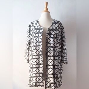 Harlowe & Graham open-front geometric print blazer with 3/4 sleeves size XS